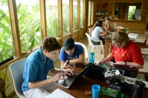 Joey, Olivia & Emma working on research paper